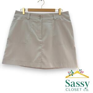 ✨ NIKE GOLF Beige Dri-Fit Skort 14 Tour Performance Pockets EUC ⛳